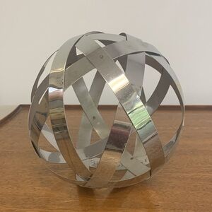 Silver Metal Decorative Sphere – 6”